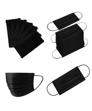 100PCS Black Disposable Face Masks with 3 Layer Protection and Adjustable Ear Loops - Buy Online on GoSupps.com