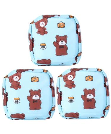 Amosfun 3 pc and cotton coin wallet for women's bandages outdoor toilet article organizer Organizer for women's bandages cotton bag for women's bandages cotton bales of brown bear