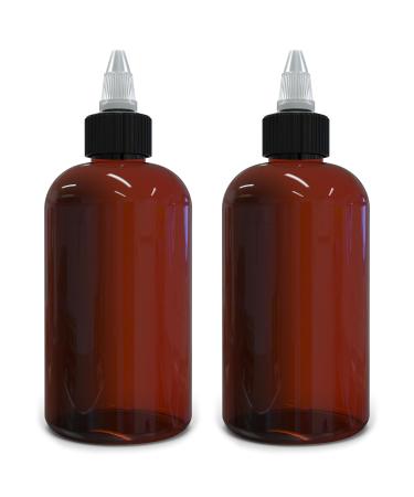 Rotip clipper bottle 237 ml amber colors empty round plastic bottles BPA-free pet refillable opening / closing of the nozzle (black)-multi-purpose bag (2 pieces) - Buy Online on GoSupps.com
