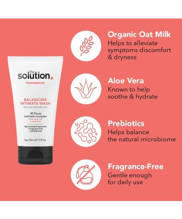 The Solution Menopause Balancing Intimate Hygiene Wash (150ml). Dermatologically Tested Feminine Wash for Women 100% Soap Free Wash for Vaginal Health and Menopause Body Care - Buy Online on GoSupps.com