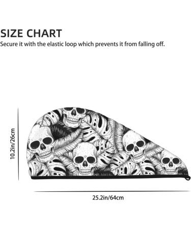 Skull & Palm Leaves Microfiber Hair Towel - Soft Super Absorbent Wrap for Women | Quick Dry Cap for Long Curly Thick Hair - Buy Online on GoSupps.com