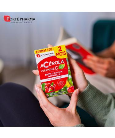 Fort Pharma - Acerola - Vitamine C Naturelle Croquer - Compl ment Alimentaire Vitalit - Anti fatigue Syst me immunitaire renforc - 2x2 mois - 120 comprim s 1/jour - go t fruits rouges Ac rola Vitamine C croquer 4 mois - Buy Online on GoSupps.com