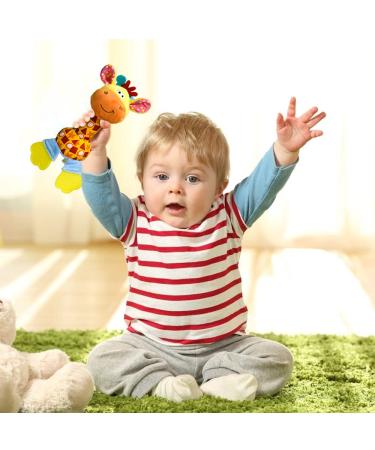 Baby Soft Rattles Shaker | Developmental Hand Grip Toys with Teether and Sounds | Ages 3-12 Months - Buy Online on GoSupps.com