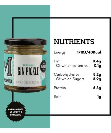 Manfood Gin Pickle 180g | Sliced Cucumbers in a Gin Flavoured Marinade| Pairs Well with Cheese or Smoked Fish - Buy Online on GoSupps.com