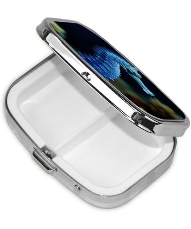 Blue Seahorse Pill Case | 2 Compartment Travel Pill Organizer | Cute Small Pill Box for Purse & Pocket Gifts - Buy Online on GoSupps.com