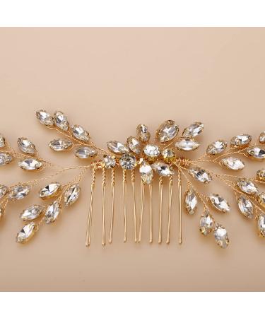 Teyglen Dainty Rhinestone Bride Wedding Hair Comb Headband | Luxurious Rose Gold Bridal Side Hair Combs for Women - Buy Online on GoSupps.com
