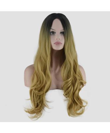 Wig Women Long Hair Gold Brazilian Curly Synthetic Long Women Cosplay Wavy Hair 80s 70s 50s 60s