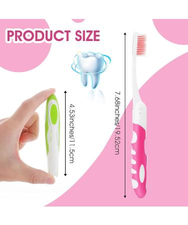 Ouligay 2Pcs Portable Folding Travel Toothbrush Set for Camping & Hiking - Green/Pink - Buy Online on GoSupps.com