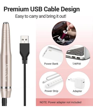 MELODYSUSIE Silvia Nail Drill Electric File 20000RPM USB Portable Manicure Pedicure Set for Acrylic & Gel Nails (A-Gold) - Buy Online on GoSupps.com
