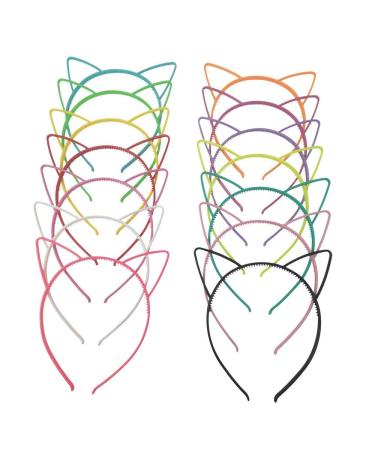 Latrate 12pcs cat ear headband plastic cat hair band cat 12 colors plastic cat ears hair band cat arcs hair bands constitutional party headwear for women girls