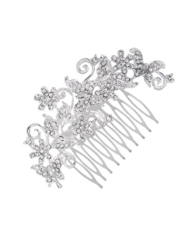 DOITOOL Wedding Headpiece for Bride Vintage Silver Hair Side Combs Rhinestone Headpiece Silver Headpiece Crystal Silver Tiara Vintage Hair Side Combs Wig Hair Comb Pearl