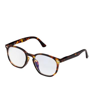 Ultra blue light-blocking glasses for children-gaming glasses UV clear blue reading and computer screen protection-gamer gaming filter anti-blue light glasses for children Horn Rim Ages 9-16 years of brown turtle