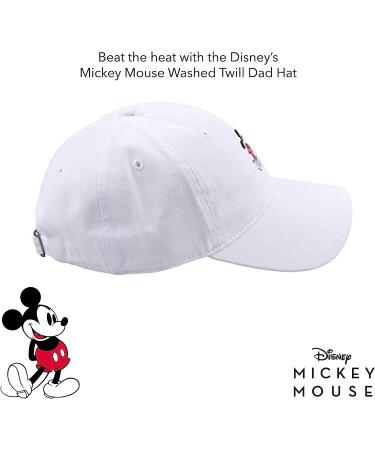 Disney Mickey Mouse Embroidered Dad Hat - White Washed Cotton, Adjustable and Curved Brim - Buy Online on GoSupps.com
