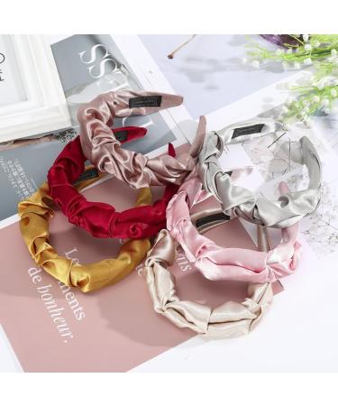 Women's Chiffon Pleated Headband Wide Hair Band Vintage Headband Hair Accessories Non-Slip Headbands Headwear Headbands for Women Girls Daily Wear Yellow - Buy Online on GoSupps.com