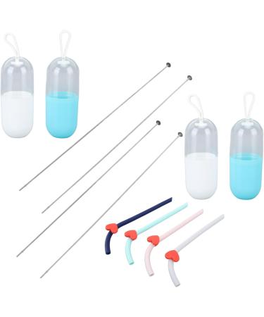 Foldable Silicone Straws Easy Cleaning Portable Foldable Silicone Straws Odorless Blue Pink Green Gray Safe for Camping Picnics - Buy Online on GoSupps.com