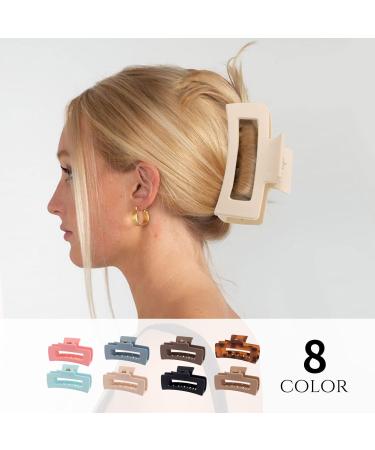 8 Pack Large Rectangle Hair Claw Clips - Matte Hair Clips for Women - Strong Hold for Thin, Thick, Curly Hair - Non-slip Square Hair Accessories - Buy Online on GoSupps.com