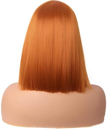 MapofBeauty 12 Inch/30 cm Straight Bob Flat Bangs Short Colorful Synthetic Hair Cosplay Party Wig (Orange) - Buy Online on GoSupps.com