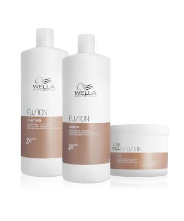 Wella Professionals Fusion Intense Repair Advisory Set-Repairing Hair Care for Broken Hair-Set of 1 L Shampoo 1 L Conditioner and 500 ml Haarkur Shampoo 1l Conditioner 1L Mask 500ml