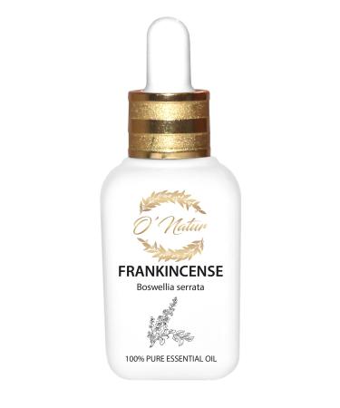 O'Natur Frankincense Essential Oil 30ml in a Gift Box. Comes in a Luxury Double Glazed Double Sealed Glass Bottle and a Quality Glass Dropper. 100% Pure and Undiluted. Frankincense 1 Fl Oz (Pack of 1)