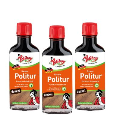 Poliboy Fix -New Pole Dark - Furniture Pole For Dark Lacquered Woods - Color -refreshing wood polish - 3x 100 ml - Made in Germany Dunkel 100 ml (3 -pack)