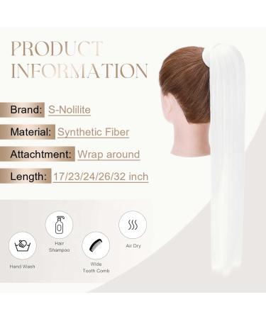 S-noilite 58cm White Ponytail Hair Extension - Natural Straight Braid Hairpiece for Realistic Look - International Shipping Available - Buy Online on GoSupps.com