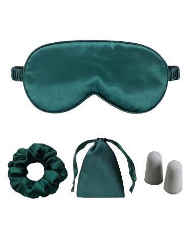 Silk Satin Sleeping Eye Mask Dark Green Sleep Eye Mask Night Blindfold for Women and Men Soft Breathable Blackout Eyeshade Eye Cover for Travel Wedding Bridesmaid Gift