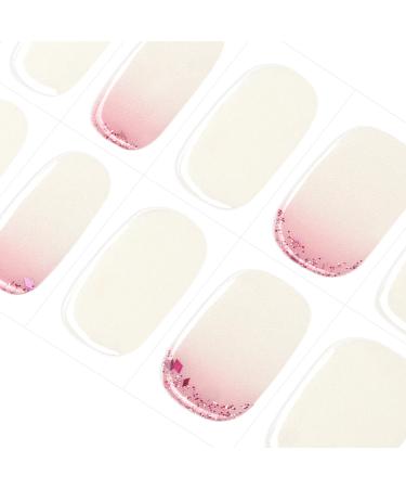 Danni & Toni Half hardened gel nail films (Rouge Glitz) French glitter glossy uv gel nail foil nail ticker nail design nail foil self-adhesive wraps 28 sticker rouge glitz-de