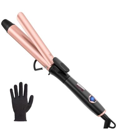 1 1/4 inch Curling Iron, 1.25 inch Curling Iron, Large Barrel Curling Iron with Spring Clip, Wand Curling Iron Include Heat Resistant Glove, Rose Pink 30 mm