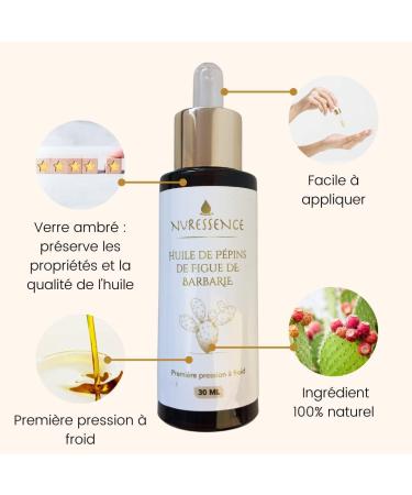 Huile de P pins de Figue de Barbarie Bio Pure Brute et Naturelle Press e Froid et Extra Vierge - Riche en Vitamine E - Pr vient l'Apparition des Signes de Vieillissement de la Peau (30mL). - Buy Online on GoSupps.com