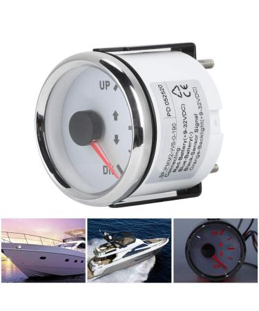 Boat Trim Gauge - 52mm Stainless Steel UP-DN Indicator | 0-190 Ohm Signal | Red Backlight | White Dial Silver Frame - International Shipping Available - Buy Online on GoSupps.com