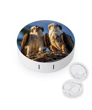Osprey Eagle Birds Contact Lens Case with Mirror Portable Cute Eye Contact Lens Box Travel Kit
