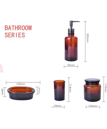Gray 4-Piece Brown Glass Bathroom Accessories Set - Lotion Dispenser Toothbrush Cups Cotton Glass Soap Shell | Ideal for Home Office & Hotel - Buy Online on GoSupps.com