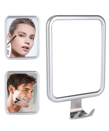 CestMall Fogless Shaving Mirror  Rectangle Shape 4 Suction Cups Fog-Free Shower Mirror with 1 Razor Holder  Aluminum Frame Modern Design Anti Fog Shower Mirror for Bathroom(7.9x6.3 inch)