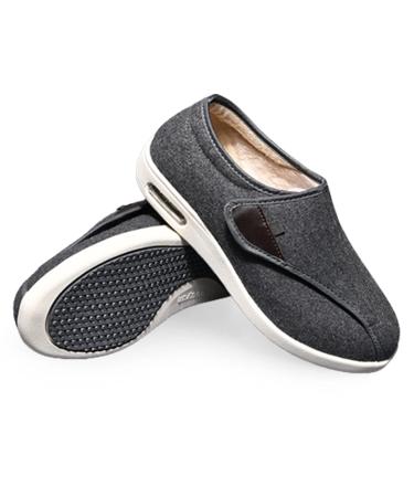 Women's/Men's Winter Diabetic Shoes Warm Extra Wide Orthopedic Slippers Unisex Diabetic Oedema Walking Shoes Adjustable Wide Feet Bandage Shoes for Elderly Arthritis Swollen Feet Gray men 7.5/women 8.5