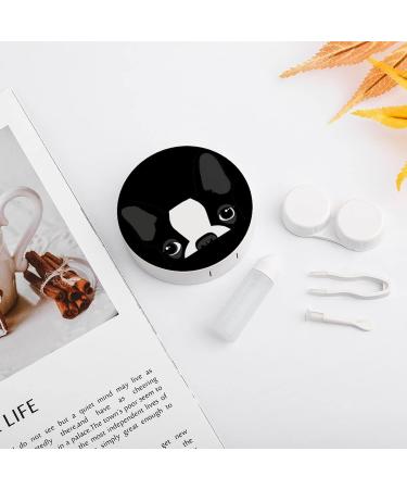 Boston Terrier Round Case For Contact Lens Kit Storage Box with Mirror Printed - Buy Online on GoSupps.com