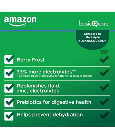 Amazon Basic Care Advantage Care Plus Electrolyte Solution 1 Liter - Berry Frost | Helps Prevent Dehydration with Fluids, Zinc, and Electrolytes - Buy Online on GoSupps.com