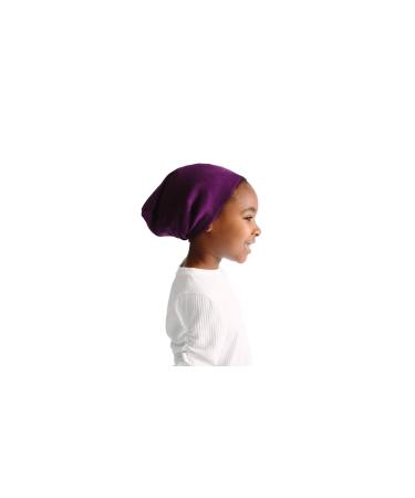 Grace Eleyae GE Kid Slap Silky Adjustable Satin Lined Sleep Cap Beanie Purple