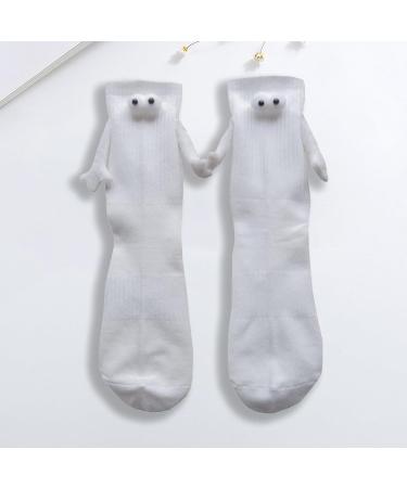 Gencokok Magnetic Couple Socks | 3D Doll Mid-tube Socks | One Size White | 1 Pair - Buy Online on GoSupps.com