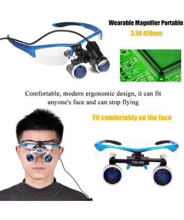Magnifier 3.5X 420mm Dental Surgery Magnifying Glass Binocular Loupe handsfree Headband Magnifier with Led Headlights with Handy Carry Case for Hobby Electricians Jewelers - Buy Online on GoSupps.com