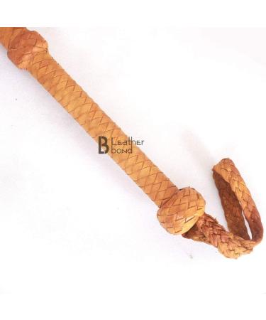 6ft 8 Plait Real Tan Cow Hide Leather Bullwhip - Indiana Jones Style - Buy Online on GoSupps.com