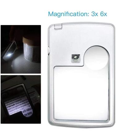 Wapodeai 6X 3X LED Magnifying Glass with Light Premium Card Type Magnifying Glasses Magnifying Glass for Reading Kids Jewelry Science 3X Magnifier Magnifying Glasses with Light Silver - Buy Online on GoSupps.com