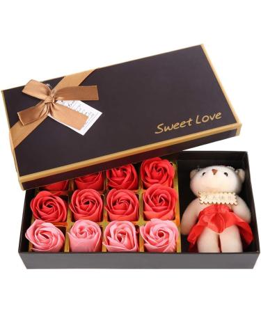  Fdit Romantic Rose Flower Soap Body Soap Bath Soap Floral Bath Soap Rose Flower Petals Plant Essential Oil Soap Rose Soap (Red Gradient) - Buy Online on GoSupps.com