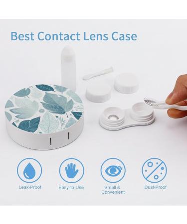 Buy Blue Leaves Pattern Contact Lens Case - Portable Travel Storage Box for Contact Lenses - Buy Online on GoSupps.com