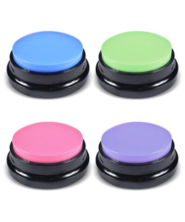 4 Packs Dog Buttons for Communication and Training Recordable Dog Buttons Pet Command Buzzer 30 Second Record & Playback Speech Training Buttons for Dog Cat Training Interactive Toy