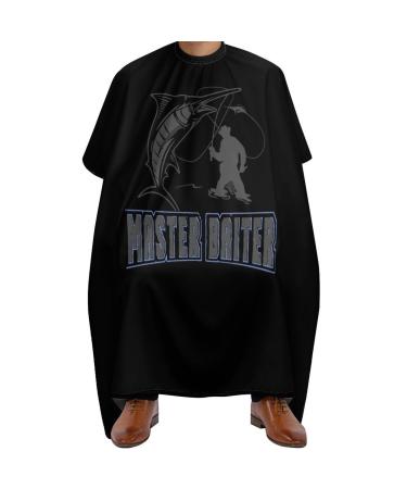 Master Baiter Fishing Lover Barber Cape with Adjustable Snap Hair Cutting Salon Barber Apron for Adult