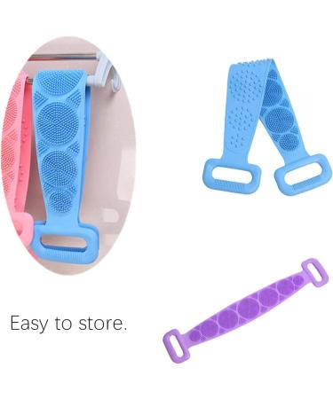 Silicone Bath Body Brush Exfoliator with Soft Bristles and Massage Dots - Blue Purple - Buy Online on GoSupps.com