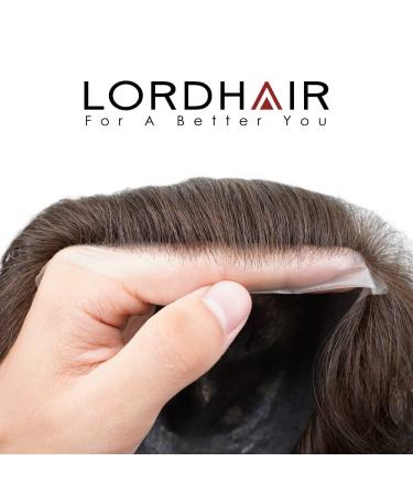 Lordhair Men's Wig - Natural Real Hair Toupet 0.08mm Front V-Looped Super Thin Skin-Based Replacement Hair System Dark Brown 20x25 cm - Buy Online on GoSupps.com