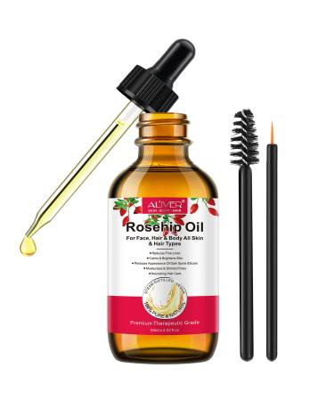 SUPSERSR Rosehip Oil  Organic Rosehip Seed Oil Anti-Aging Natural Cold Pressed Unrefined For Face  Hair  Nail  Scar  All Skin & Hair Types 2.02 Fl Oz (Pack of 1)
