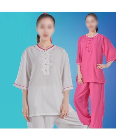 Women's Short Sleeve Tai Chi Uniform | Chinese Traditional Kung Fu Clothing | Cotton Linen Yoga Suit | White-Large - Buy Online on GoSupps.com