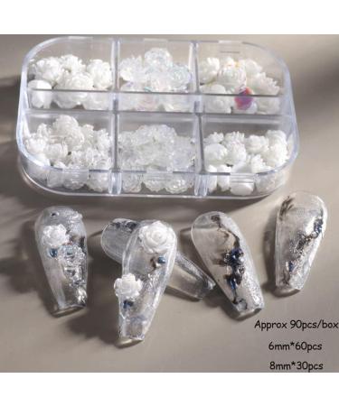 Flower Nail Art Glitters DIY 3D White Floral Nail Stud Sequins for Salon Gift template - Buy Online on GoSupps.com